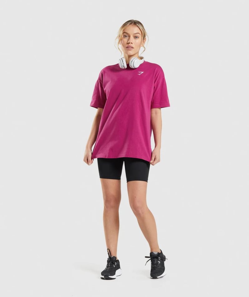 Women's Gymshark Training Oversized T-Shirts Pink | CA 6583D7